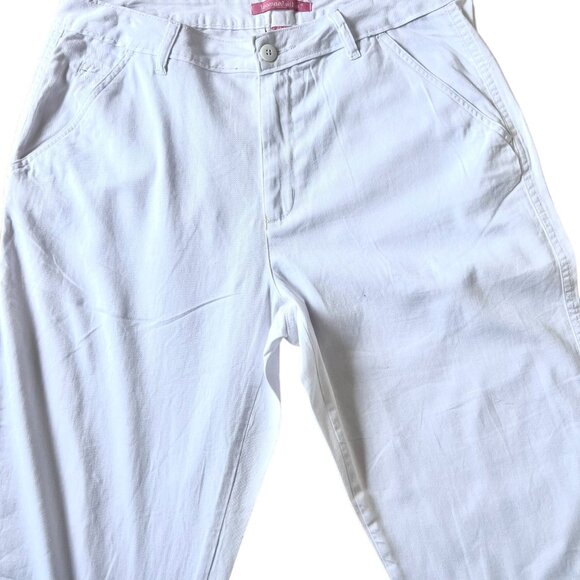 Woman Within Size 14W White Cropped Jeans Cotton Natural Fit Style - Picture 8 of 9